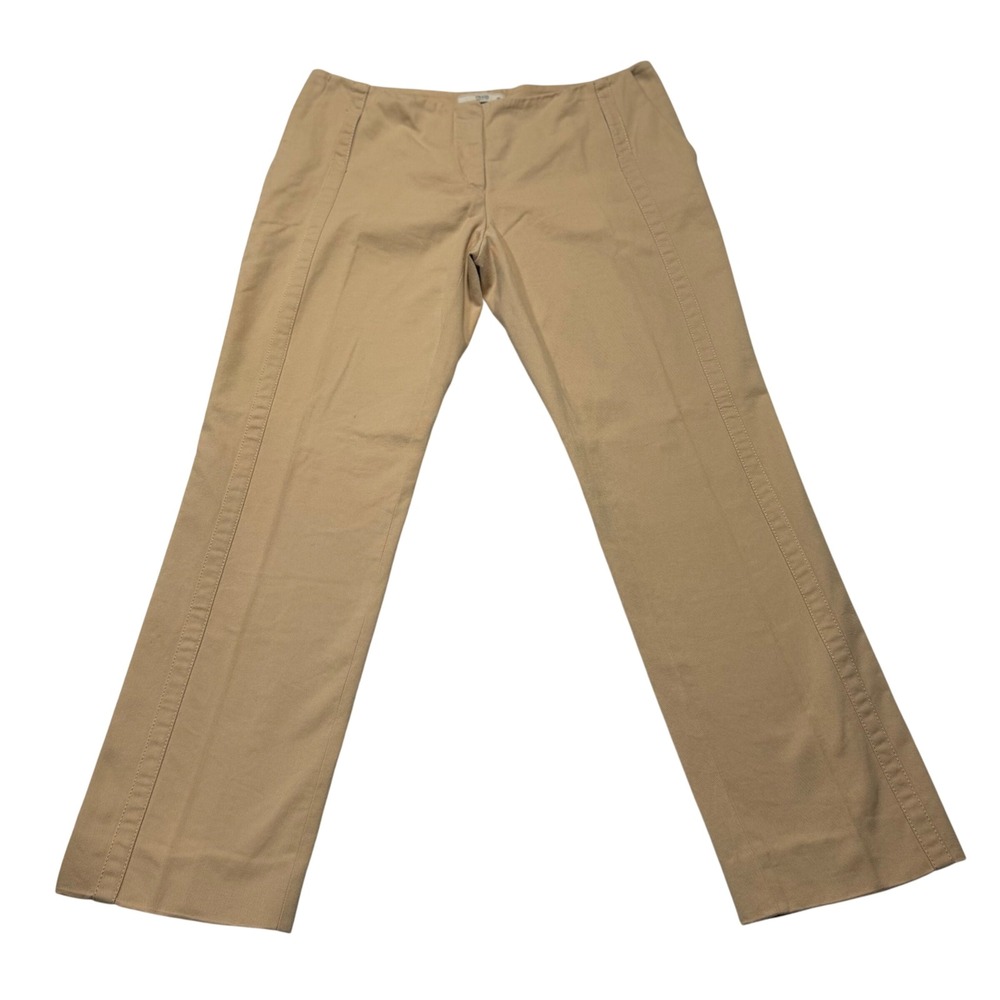 Prada Womens Tan Cotton Twill Straight Leg Pants IT 42 US 6 Made in Italy Khaki